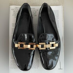 Tory Burch Smoking Slipper Patent Loafer In Black Size 6.5M